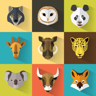 hayvan portre düz çizmek ile ayarla