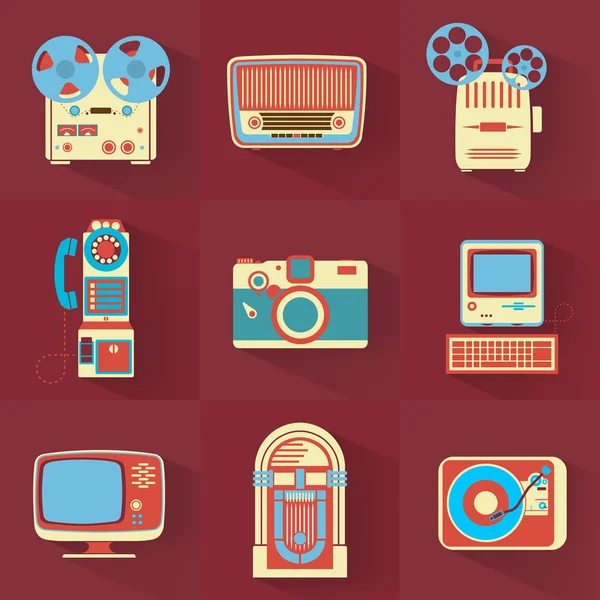 Collection of Vintage Electronics — Stock Vector