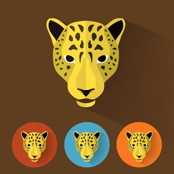 Retrato animal com design plano - Leopardo —  Vetores de Stock