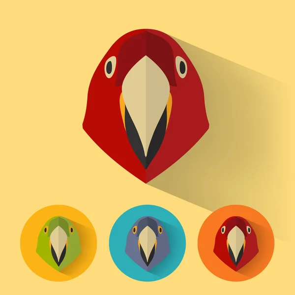동물 초상화 평평한 디자인-앵무새 — 스톡 벡터