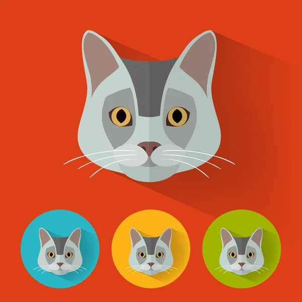 Retrato animal com design plano - Gato — Vetor de Stock