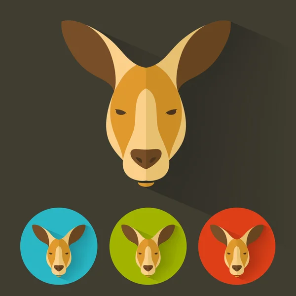 Retrato animal com design plano - Canguru — Vetor de Stock