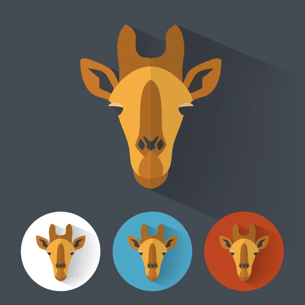 Dierlijke portret met platte ontwerp - giraf — Stockvector