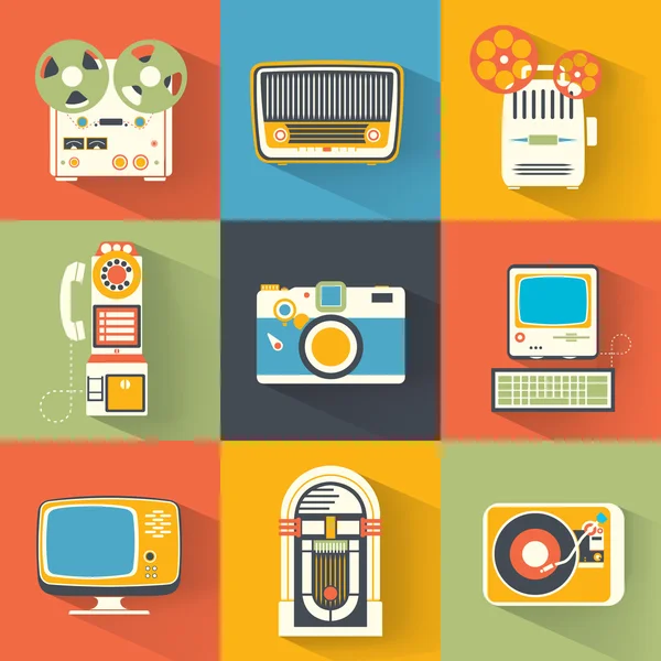 Collection of Vintage Electronics — Stock Vector