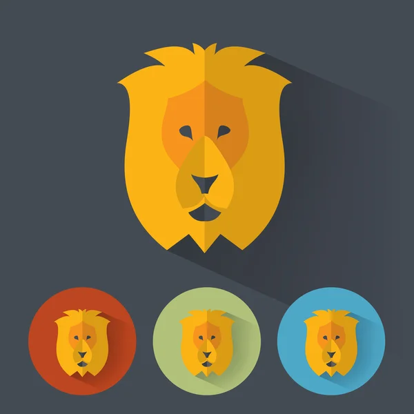 Állati portré, lapos design - oroszlán — Stock Vector