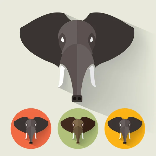 Zvířecí portrét s plochý design - slon — Stockový vektor