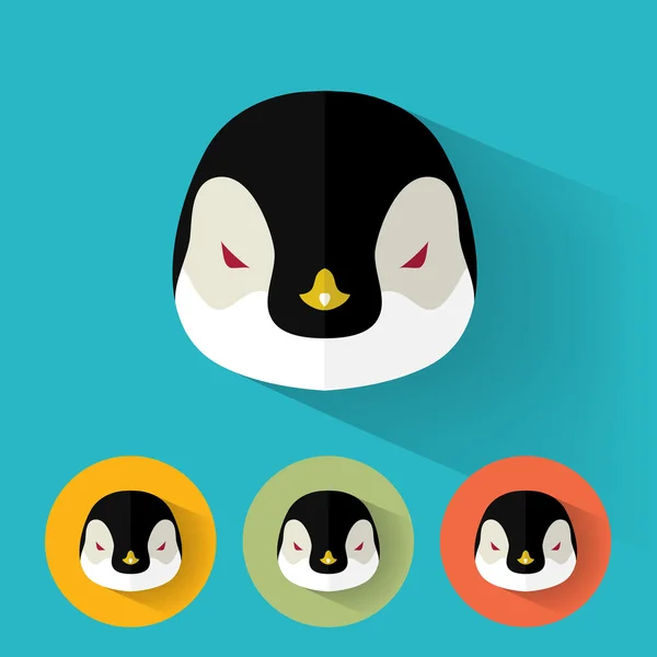 Retrato animal com design plano - Pinguim — Vetor de Stock