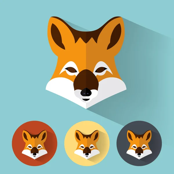 Retrato animal com design plano - Fox — Vetor de Stock