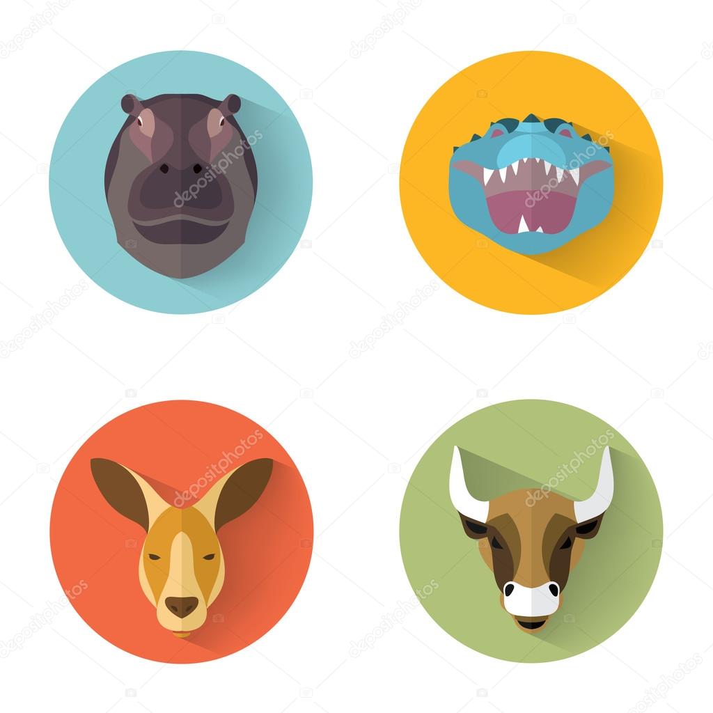 Animal Portrait Set with Flat Design