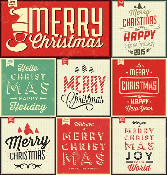 Christmas Typographic Background Set — Stock Vector
