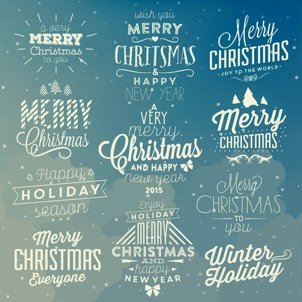 Christmas Typographic Background Set — Stock Vector
