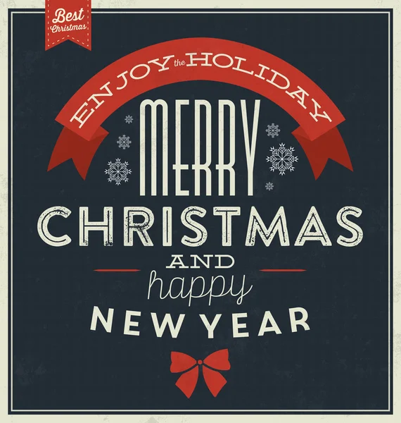 Vintage christmas typographischer Hintergrund — Stockvektor