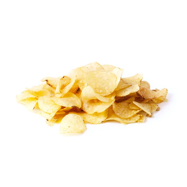 Heap of potato chips isolated on white — Stock Photo, Image