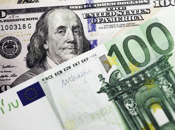 Dólar y euro dinero fondo — Foto de Stock