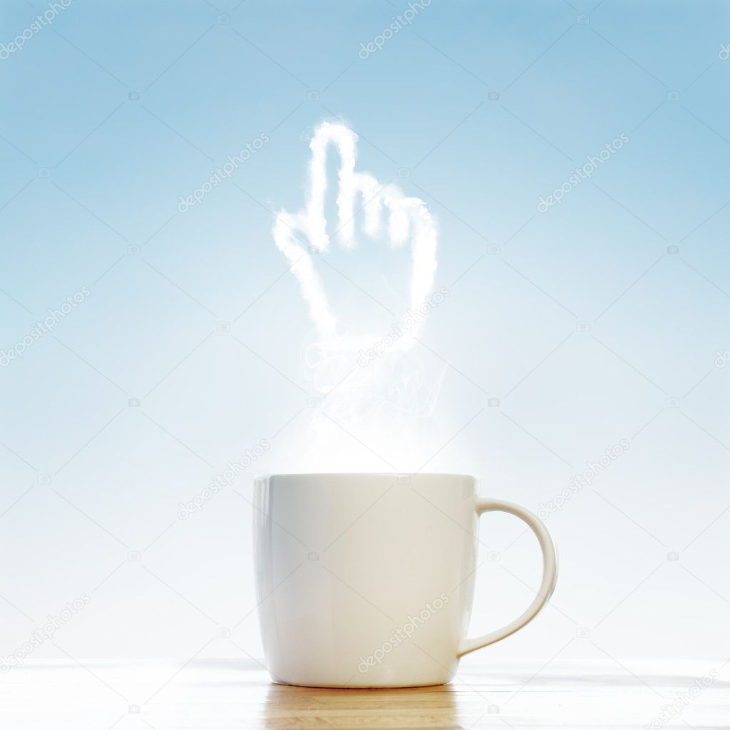 Coffee cup with Mouse hand cursor symbol