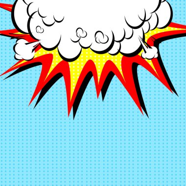 Üstte patlama ile çizgi roman illüstrasyon.