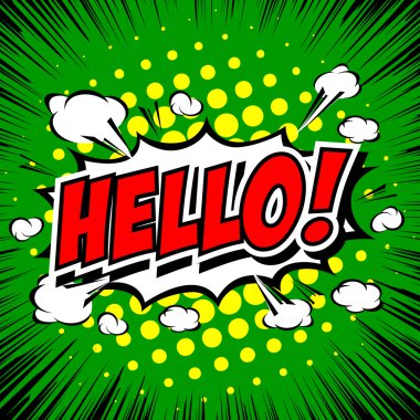 Merhaba!-komik konuşma balonu, çizgi film.