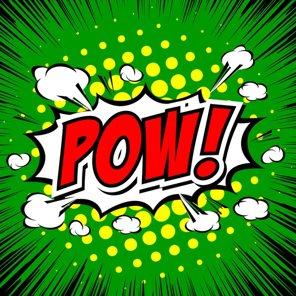 Pow! - Bolla di discorso comico, cartone animato — Vettoriale Stock