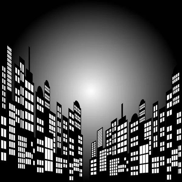 Stil tecknad Night City Skyline bakgrund. — Stock vektor
