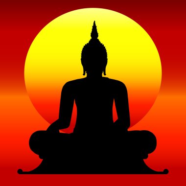 Tay Buddha silüeti.
