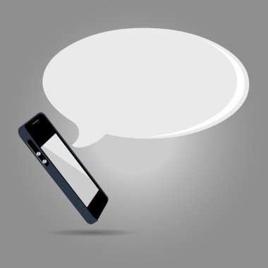 Mobile phone with speech bubbles. 