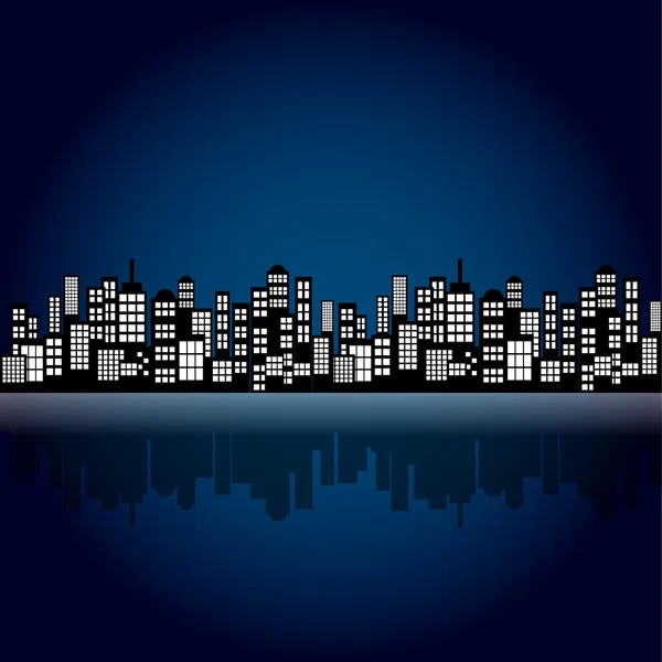 Stile cartone animato notte città Skyline sfondo . — Vettoriale Stock