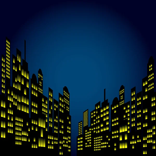 Stil tecknad Night City Skyline bakgrund. — Stock vektor