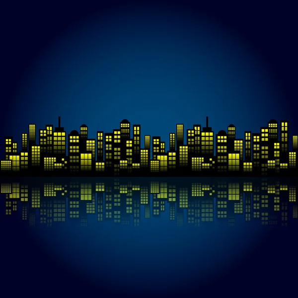 Style Cartoon Night City Skyline Background. — Stock Vector