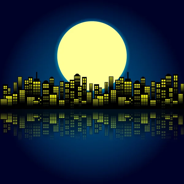 Estilo Cartoon Night City Skyline fundo . — Vetor de Stock