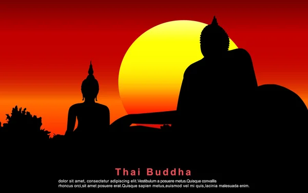 Silhouette d'un Bouddha thaïlandais . — Image vectorielle