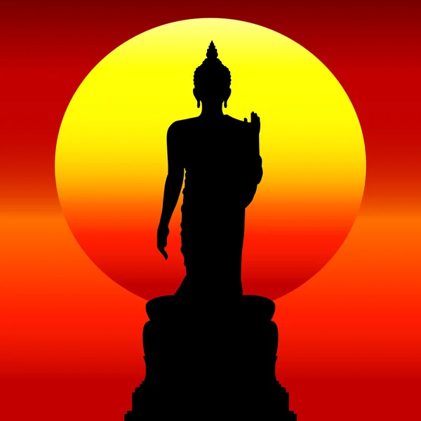 Silhouette di un Buddha tailandese . — Vettoriale Stock