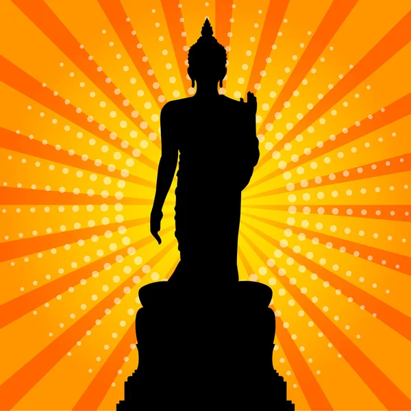 Silhouette di un Buddha tailandese . — Vettoriale Stock