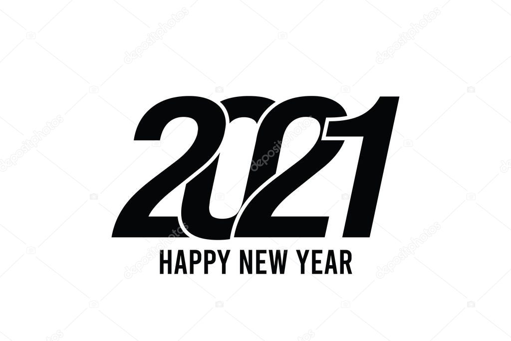 2021 happy new year on White background, 2021 gold letter vector design.