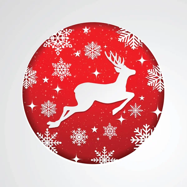 Vector Rode Kerst Achtergrond Vector Kerst Hert Kerstbrochure Gesneden Papier — Stockvector