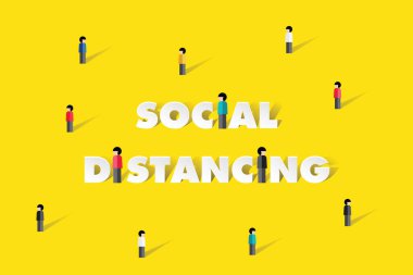 Sosyal mesafeli önleme Corona virüsü covid-19. Çizer Vektör