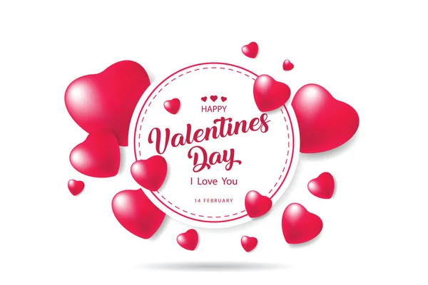 Kartu Untuk Happy Valentine Day Pada Warna Putih Background Vector - Stok Vektor