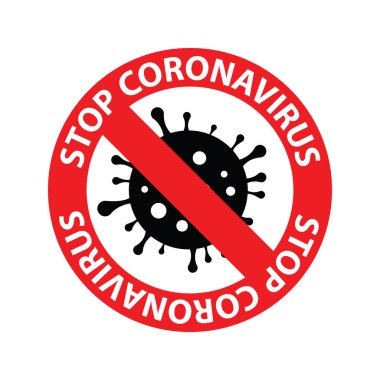 Kırmızı Yasak İşareti ile Coronavirus Simgesi, 2019-nCoV Roman Coronavirus Bakterisi. Enfeksiyon yok ve Coronavirus Kavramını Durdur. Çin 'de tehlikeli Coronavirus hücresi, Wuhan. İzole Vektör Simgesi