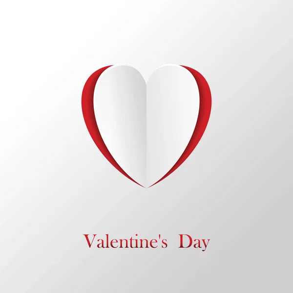 Feliz Día San Valentín Con Corazón Papel Sobre Fondo Rojo — Archivo Imágenes Vectoriales