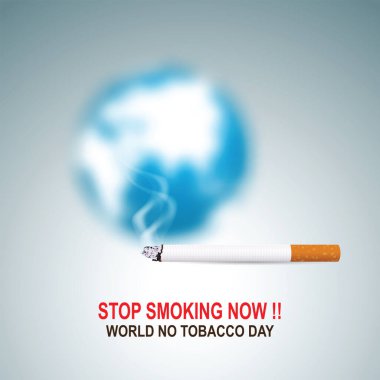 Sigaranın zehirli dumanı yüzünden dünya yok olmak üzere. Gezegenimiz için bugün sigara içmeyi bırak. Vektör