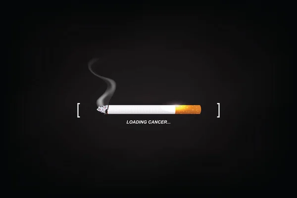 Stop Smoking Concept Cigarette Burning Cancer Loading Bar Vector — Stock Vector