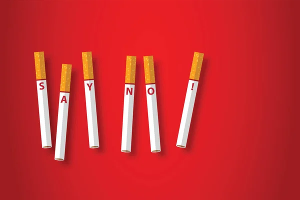 Cigarettes Sur Fond Rouge Journée Sans Tabac — Image vectorielle