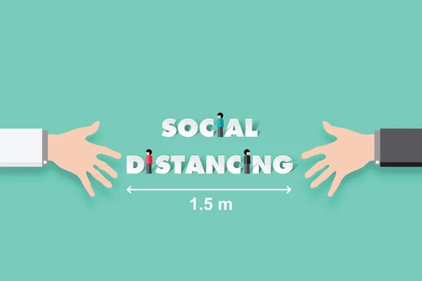 Social Distancing Two Hand Keep Spaces Each Other Social Distance - Stok Vektor