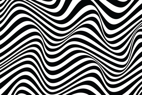 Wellenlinien Verdrehte Duotonhintergründe Abstraktes Muster Aus Linien Halbtoneffekt Schwarz Weiße — Stockvektor