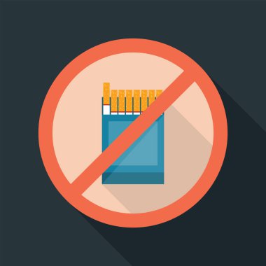 Sigara içmek yasak. Düz simge. 31 Mayıs Dünya Tütün Yok Günü. Sigara Günü Farkındalığı Yok.
