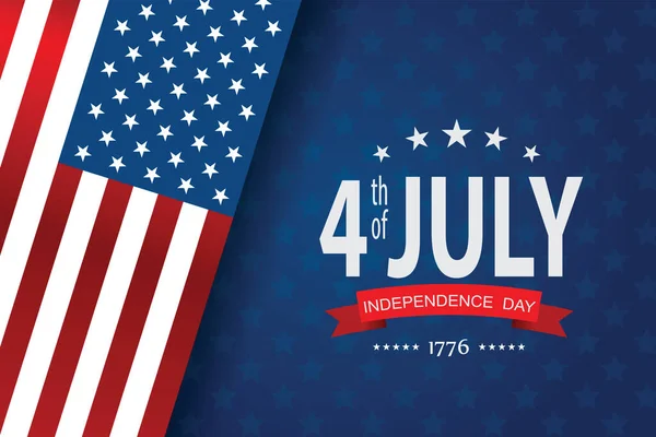 7月4日横幅矢量图解 独立日 美国国旗 蓝色背景为7月4日 — 图库矢量图片