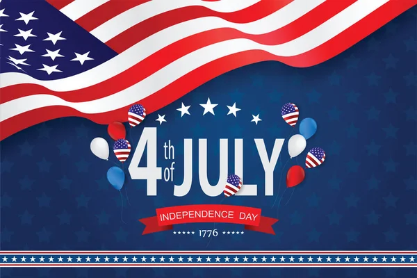 Den Nezávislosti Usa Americké Balónky Vlajka Dekor Července Slavnostní Plakát — Stockový vektor