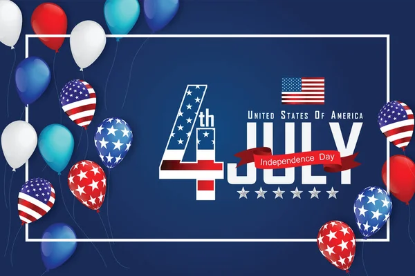 Jour Indépendance États Unis Ballons Drapeau Américain Décor 4Th Juillet — Image vectorielle