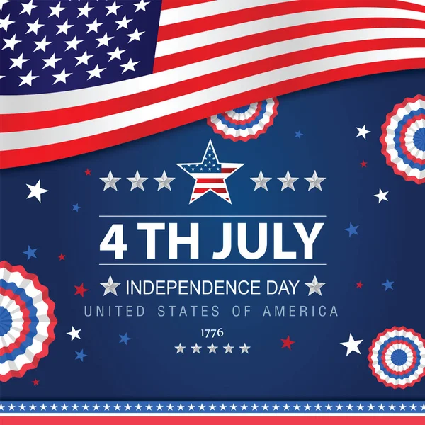 Spojené Státy Americké Šťastný Den Nezávislosti Blahopřání Banner Horizontální Vektorové — Stockový vektor
