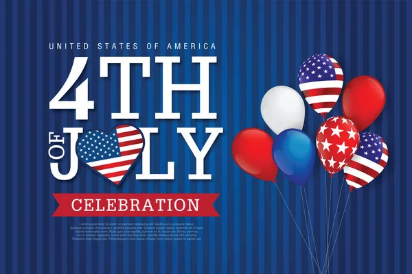 独立日美国气球国旗装饰 7月4日庆祝海报模板 矢量插图 — 图库矢量图片