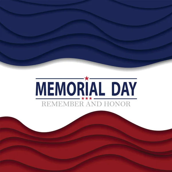 Memorial Day Banner Template Paper Cut Colorful Layers Text Greeting — Stock Vector